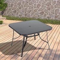 105CM Garden Glass Top Table With Umbrella Hole, Square
