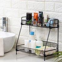 2 Tier Iron Wire Countertop Storage Shelf for Bathroom