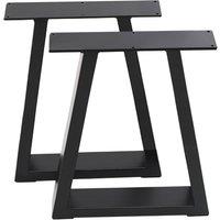 Set of 2 Metal Table Bench Legs Frames Trapezium with Top Steel Base Stands, 60x72CM