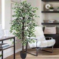 Artificial Plant Fake Ficus Tree Home Decorative in Black Plastic Pot H 180 cm