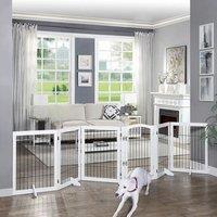 White 335cm Freestanding Wooden 6 Panel Pet Playpen