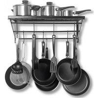 Wall Mounted Iron Hanging Pot Pan with 10 Hooks
