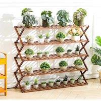 Brown 5 Tier Bamboo Flower Stand Rack Indoor for Patio Garden Balcony