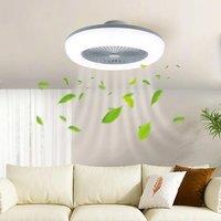 5 Blades LED Light Ceiling Fan Adjustable 3 Speed Dimmable APP Remote Controlled, Grey