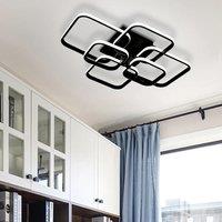 Modern Square LED Ceiling Lamp Chandelier Light, Black Frame-6 Head Cool/Dimmable White
