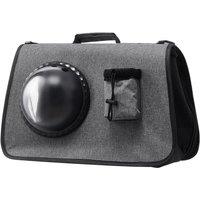 Grey Oxford Travel Pet Carrier Shoulder Bag with Visual Window
