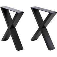 Set of 2 Metal Table Bench Legs Frames X-Shape Steel Base Stands, 50x71CM