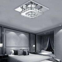 Single-Tier Crystal Ceiling Light 12W LED Cool White Polished Chrome, Semi-Flush Mount for Low