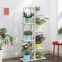 7 Tier Wood Flower Pots Holder Rack, White
