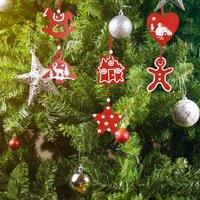 30pcs Christmas Tree Wooden Hanging Ornament Set Christmas Decorative Set