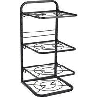 4-Tier Black Freestanding Kitchen Pot Rack Organizer, Heavy Duty Iron Adjustable Dividers Rust-Proof Storage Rack 26x26.5x52.5cm