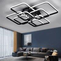 Modern Square LED Ceiling Lamp Chandelier Light, Black Frame-8 Head Cool/Dimmable White