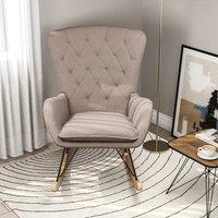 Light Brown Modern Upholstered Rocking Chair for Living Room Bedroom, 73cm W x 103cm D x 98cm H