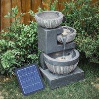 Outdoor Water Fountain Rockery Decoration 3 Tier Bowls Solar Powered