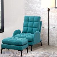 Green Frosted Velvet Recliner Armchair with Thickened Footstool Living Room Furniture Lounge Chair