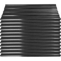 12pcs Metal Steel Corrugated Roof Sheets Roofing Cladding Garage, Black