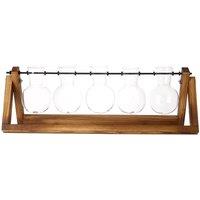 Wooden Plant Propagation Station with 5 Bulbs glass Vase