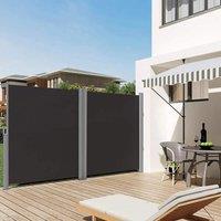 Grey 600x160cm Outdoor Retractable Privacy Reversible Side Awning