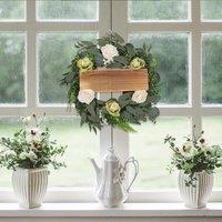 Door Decor Artificial Rose Flower Wreath with Welcome