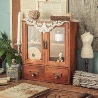 Retro Wooden Desktop Storage Organizer with Drawer