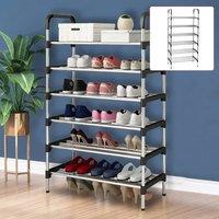 Minimalist Tiered Shoe Rack 60x30x110cm Space-Saving Floor Stand, Ventilated Metal Frame, Easy