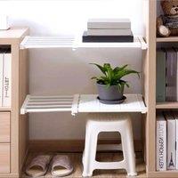 Adjustable Extendable Closet Shelf Durable ABS & Steel ,Easy Installation White Space-Saving Design