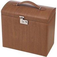 Vintage Brown Multi-Layered Storage and Lined Interior Faux Leather Jewellery Box with Metal Lock