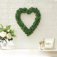Green Artificial Topiary Boxwood Heart Design Wreath Garden Ornament