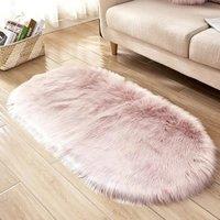 Oval Faux Fur Sheepskin Floor Rug, Pink 60x90CM & 60x120cm &180x100cm