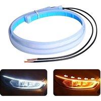2Pcs Start Scan DRL Car Daytime Running Light Flexible Waterproof LED Strip Sequential Turn Signal Light For Auto Headlight 12V