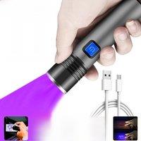 UV 395nm Flashlight Zoomable IPX4 Waterproof Stonego USB Rechargeable UV Lamp Inspection Ultraviolet