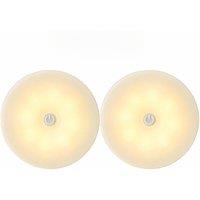 2pcs LED Smart Human Body Sensor Night Lamp Emergency Automatic Lighting USB Charging Wireless Magentic Suction Use Night Light