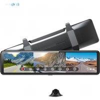 3 Cameras Car Dash Cam 12 4K IPS Rearview Mirror Video Recorder Wireless BT Connection 2K Recording DVR GPS Navgation