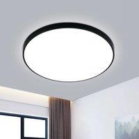 24W LED Round Ceiling Light, Waterproof Modern Black Plastic Flush Mount Fixture for Bedroom, Living