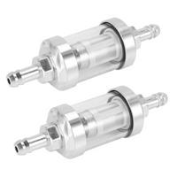2pcs Universal Chrome Fuel Petrol Crude Oil Engine Inline Filter 5/16 Inch 8mm Silver for Motorcycles