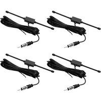 4X Black Universal Car Boat Stereo AM FM Dipole Antenna Adhesive Mount Glass Antenna Radio Antenna