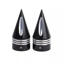 Black Front Axle Nut Covers Caps Kit for Touring Road