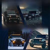 7 Inch Round LED Headlights, White+Blue DRL, Amber+Blue Turn Signal for JK TJ LJ