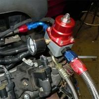 Black-Red Adjustable Fuel Pressure Regulator Kit Oil 0-100psi Gauge -6AN 6AN