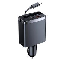 4 in 1 Retractable Car Charger USB C Cable for Fast Charging Cable Lighter Adapter 120W