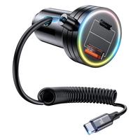 30W Car Charger Mini USB with 1.2M Quick Type C Cable, 3 Ports Car Charger with 30W PD3.0 QC 3.0