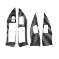 Carbon Fiber Window Glass Lift Button Trim Switch Cover Door Armrest Panel Sticker for 2013-2018 LHD