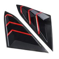 For 2016-2021 Sedan Rear Side Vent Quarter Window Louver Cover Triangular Window Trim Gloss Black Red