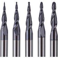 Dreanique 5pcs/Lot 4 6mm Shank 2 Flutes Tungsten Solid Carbide Taper Ball Nose Engraving Cutter End