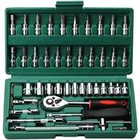 46pcs Socket Set Car Repair Tool Ratchet Spanner Wrench Set Pawl Socket Spanner Screwdriver Professional Metalworking Tool Kit