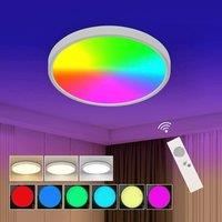 24W LED Ceiling Light Dimmable RGB, 2520lm Ceiling Light Fixture with Remote Control 2700-6500K IP54 Waterproof for Bedroom