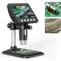 4.3'' Digital Microscope 1600X USB Microscope 2MP Video Microscope for Adult Soldering With 8 LEDs Compatible with Windows, Mac