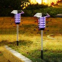 2 in 1 Solar Outdoor Light, Waterproof Solar Mosquito Killer UV Fly Zapper Ground Plug Light,Lawn Lamp, for Home Garden Patio Ba