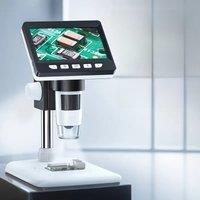 4.3'' Digital Microscope 1000X Zoom 2MP HD Electronic Microscopes Camera Coin Magnifier for Soldering Phone Repair 8LEDs PCB