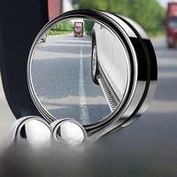 New 2Pcs Car Round Frame Convex Wide-angle Clear Rearview Auxiliary Mirror 360 Degree Blind Spot Mirror Adjustable Driving
